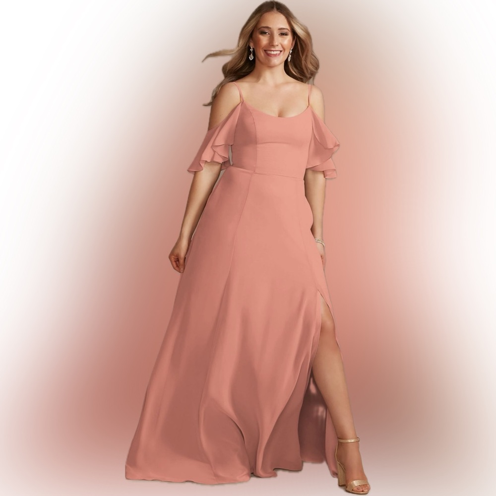 David's Bridal Desert Coral Bridesmaid Dress